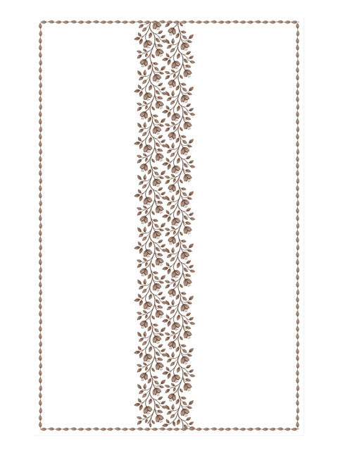 Homeloomers Floral Vine Table Cover | Ivory White with Brown Botanical Print | Rectangular Dining Table Cloth