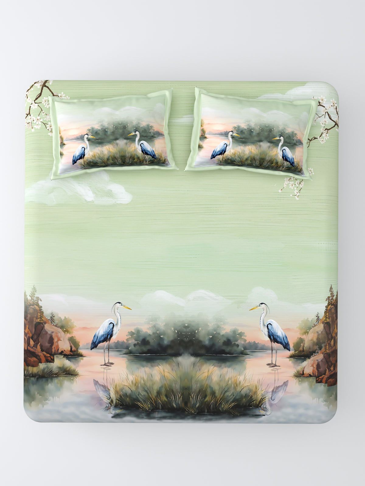 Nazaara Chaav Bedsheet Pure Cotton_Light Green