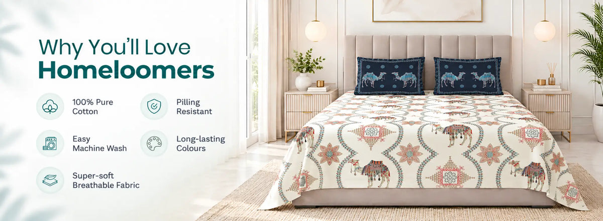 Brightube Kashida Cotton Bedsheet