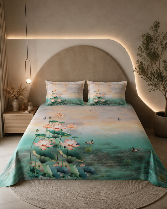 Nazaara_Aabha_Pure_Cotton_Light Green_bedsheets