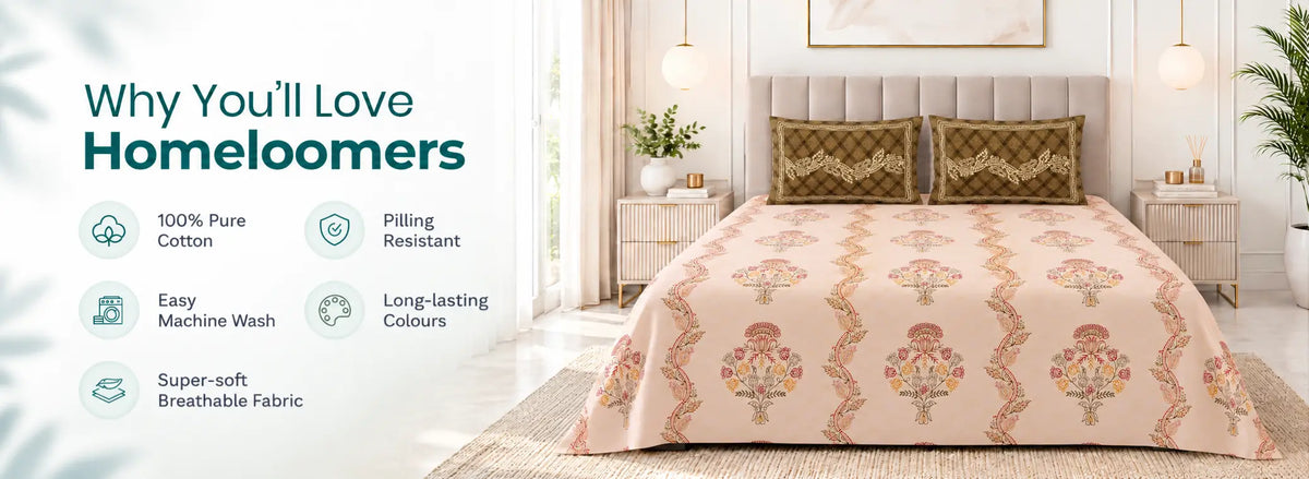 Flamingo Kashida Pure Cotton Bedsheet