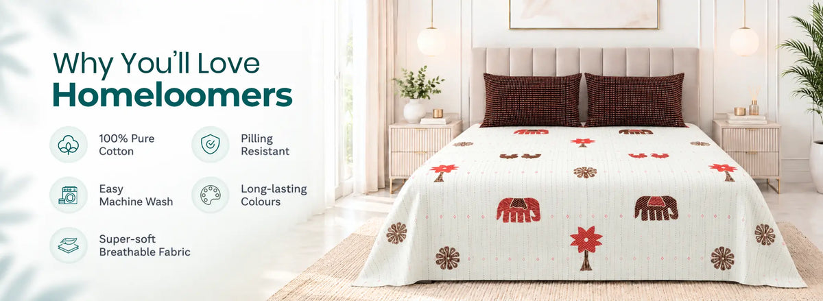 Tangerine Gujri Patch Pure Cotton Bedsheet