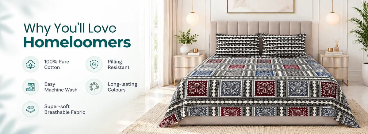 Jaspar Bagru Gold Cotton Bedsheet