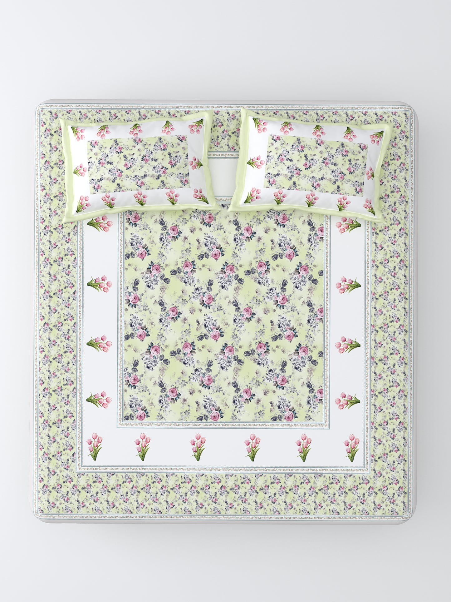 Nazaara_Suhaani_Bedsheet_Pure Cotton_Light Green