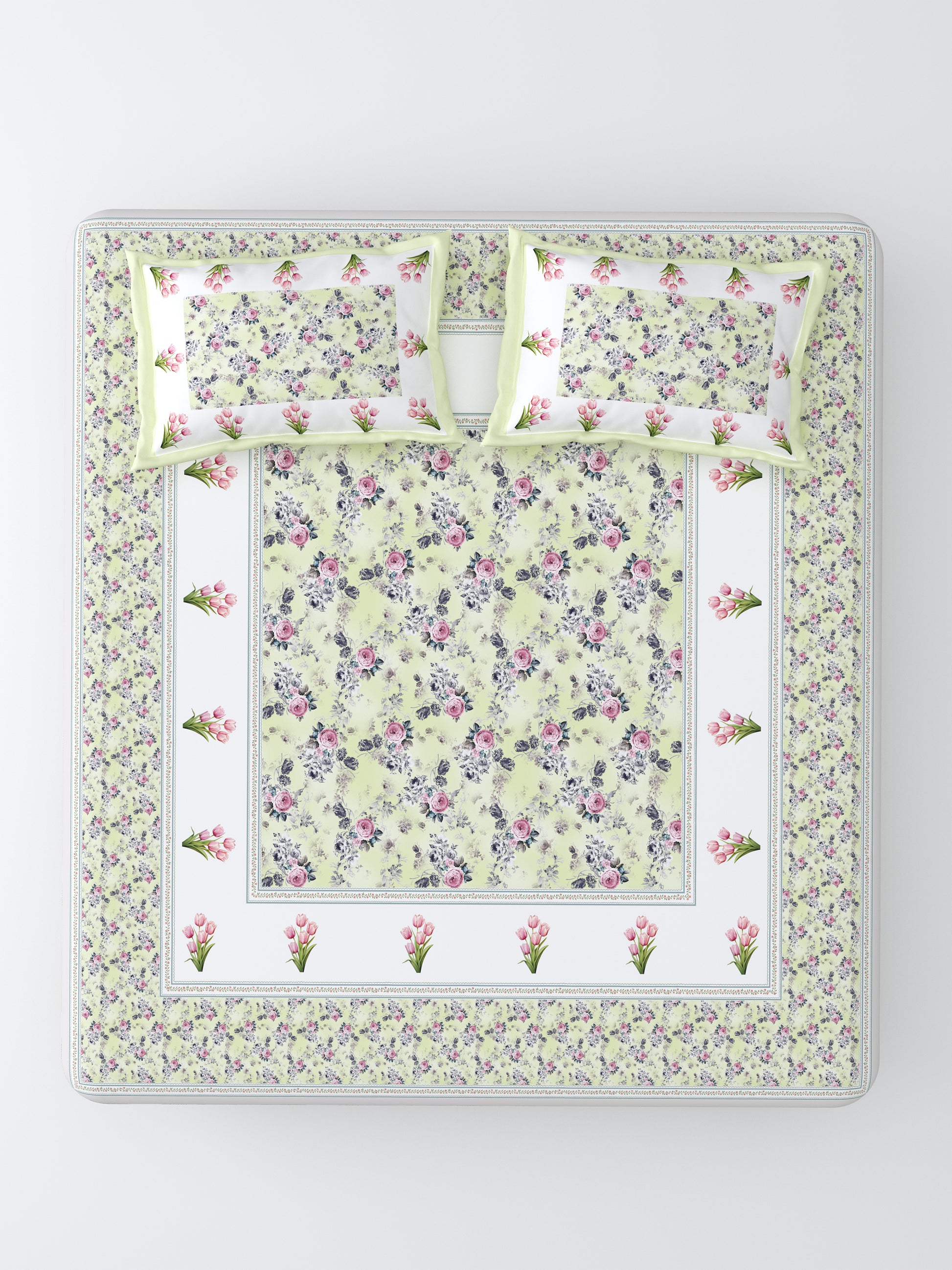 Nazaara_Suhaani_Bedsheet_Pure Cotton_Light Green
