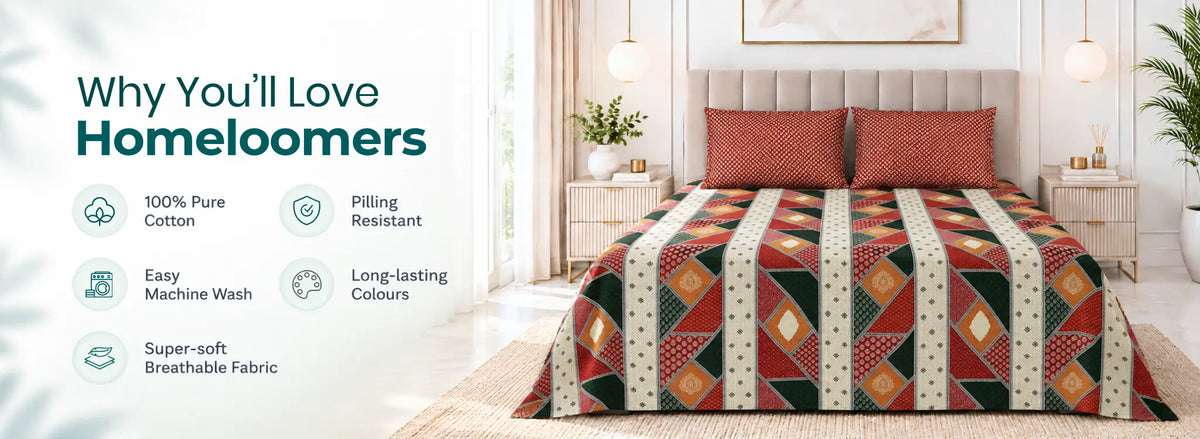 Magnolia Bagru Gold Pure Cotton Bedsheet