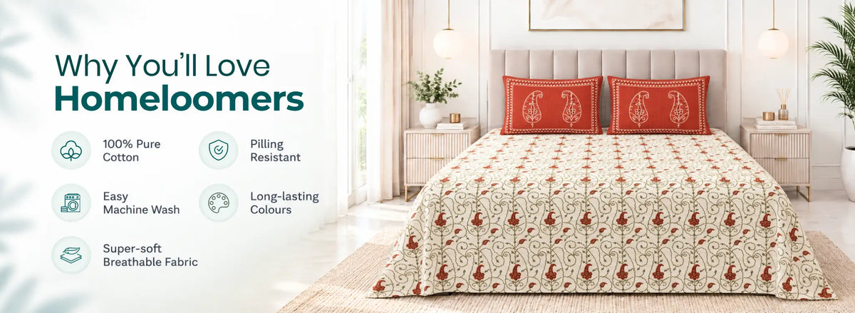 Scarlet Kashida Cotton Bedsheet