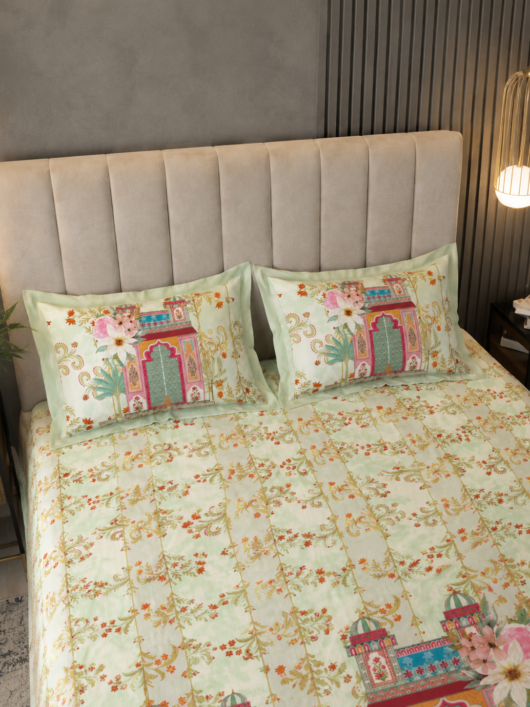Pure_Cottan_Nazaara_Aangan_Bedsheets_Sage