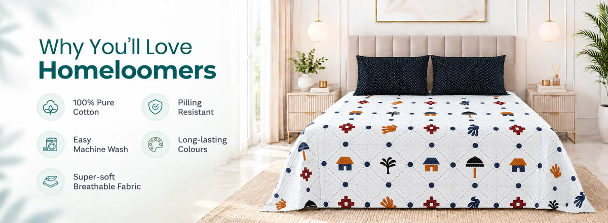 Blissful Gujri Patch Pure Cotton Bedsheet