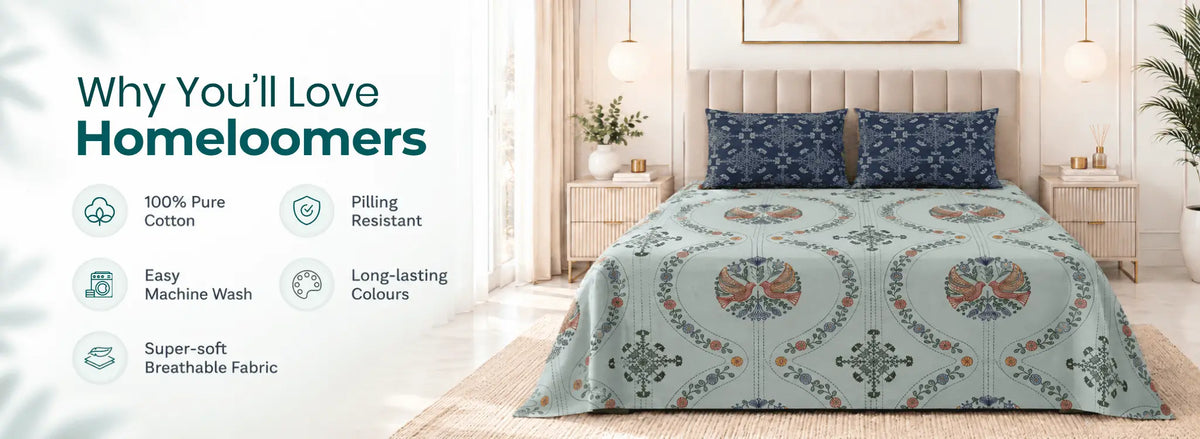 Saanjh Sugandh 100% Cotton Bedsheet