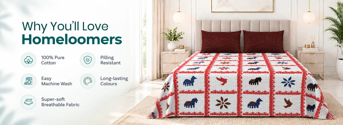 Jazzberry Gujri Patch Printed Bedsheet