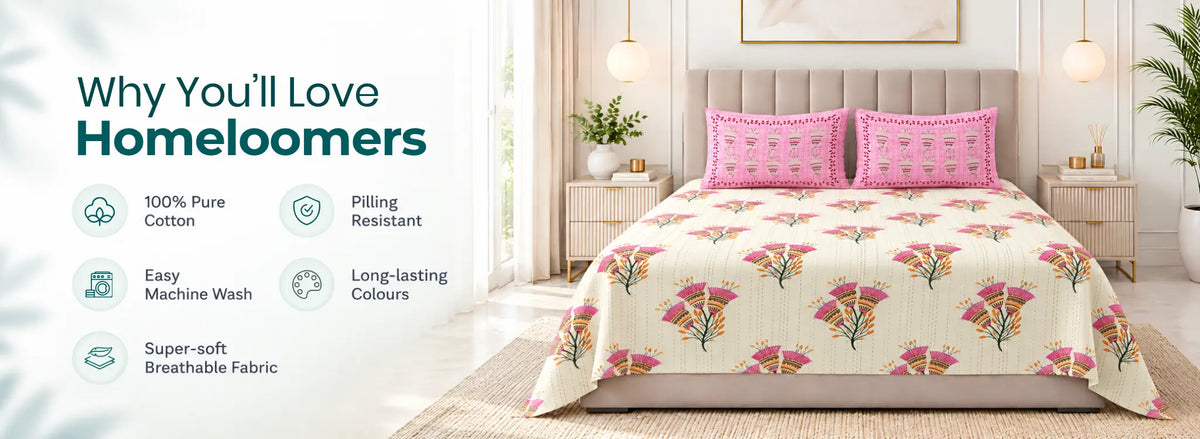 Azure Mist Kashida  Pure Cotton Bedsheet
