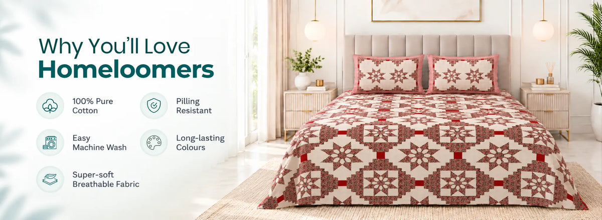 Celeste Ajrak Cotton Single Size Bedsheet
