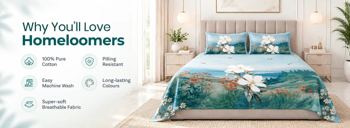 Nazaara Saavan Pure Cotton Premium Bedsheet