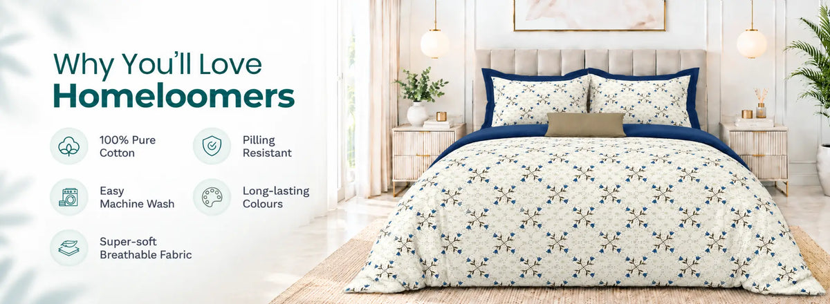 Noor Ivory Bloom Pure Cotton Bedsheet