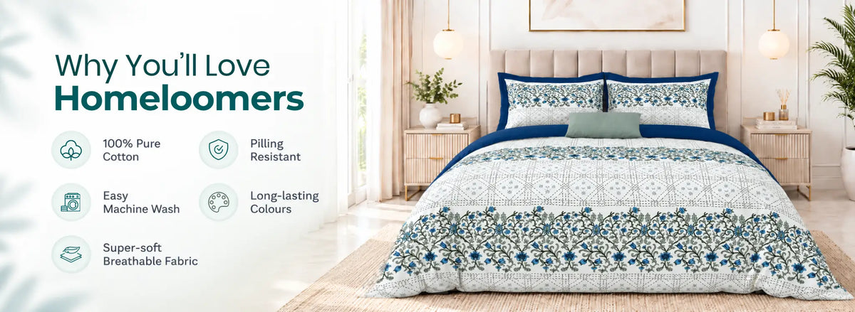 Noor Pearl Vine Printed Pure Cotton Bedsheet