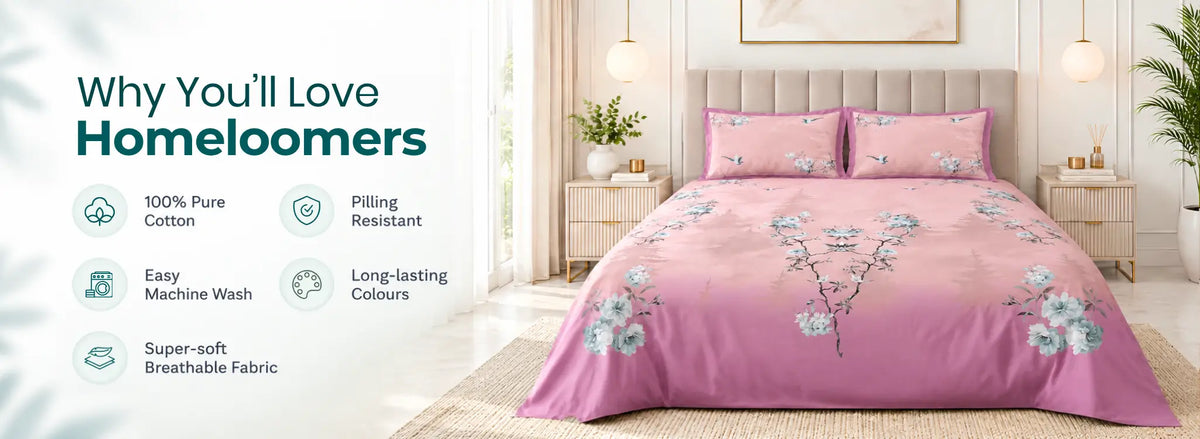 Nazaara Leher Pure Cotton Airy and Smooth Bedsheet