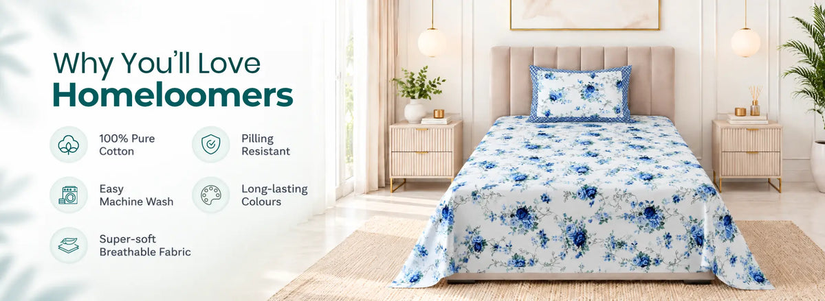 Aster Rosemary Cotton Single Size Bedsheet