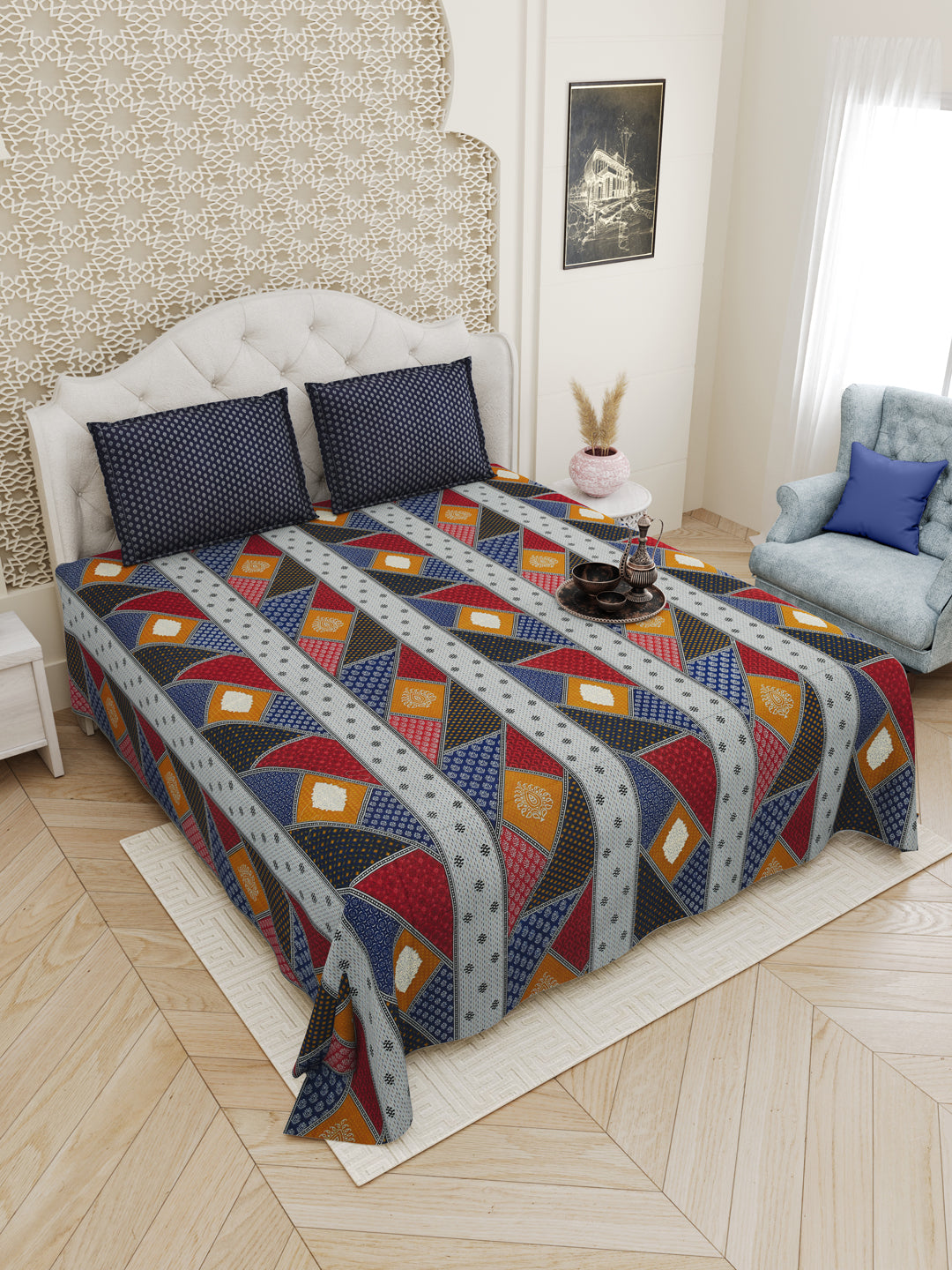Blue_Bagru_Gold_Bedsheet