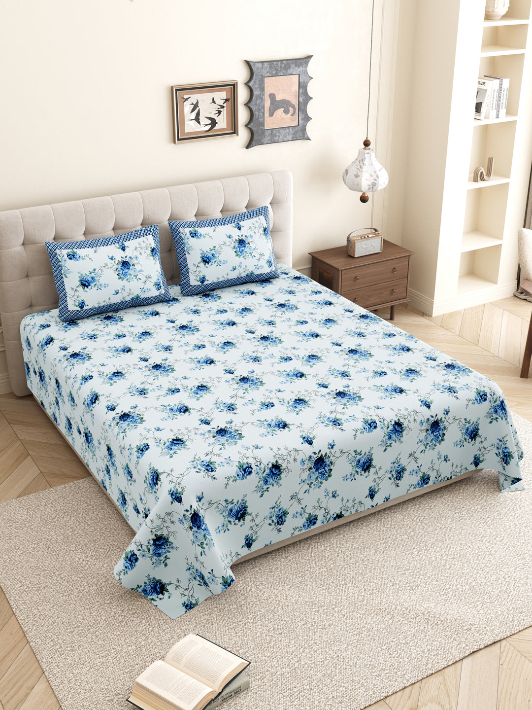 Blue_Floral_Pattern_Bedseet_For_Home_Decor