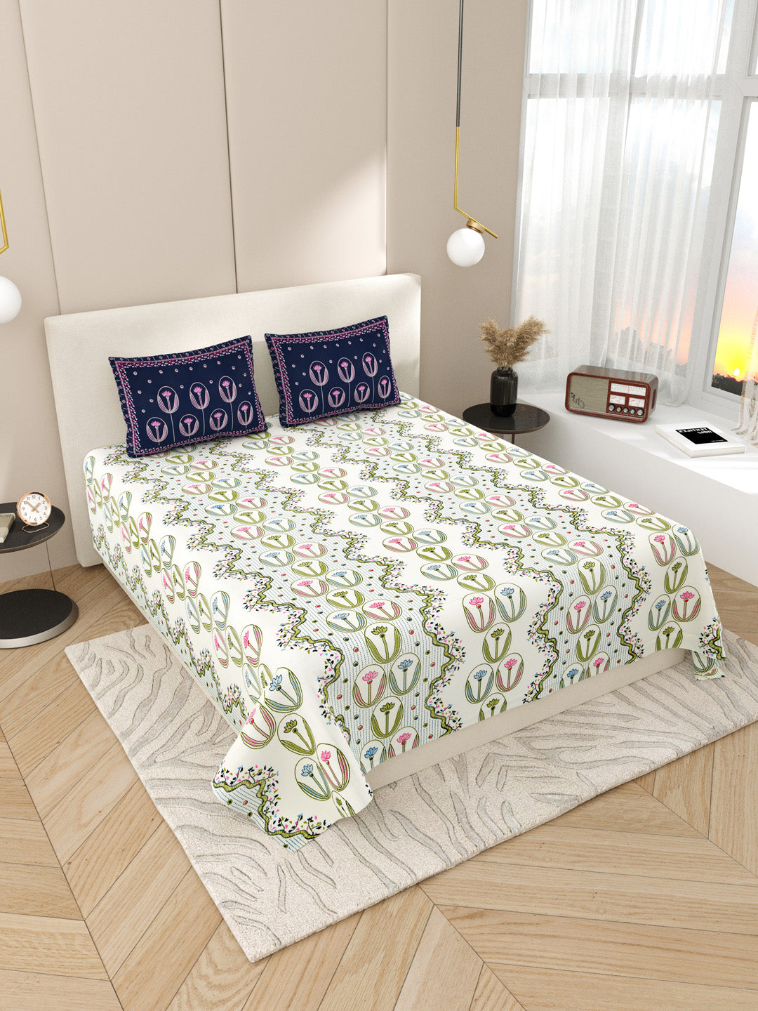 Liliac_Cotton_Blue_Bedsheet