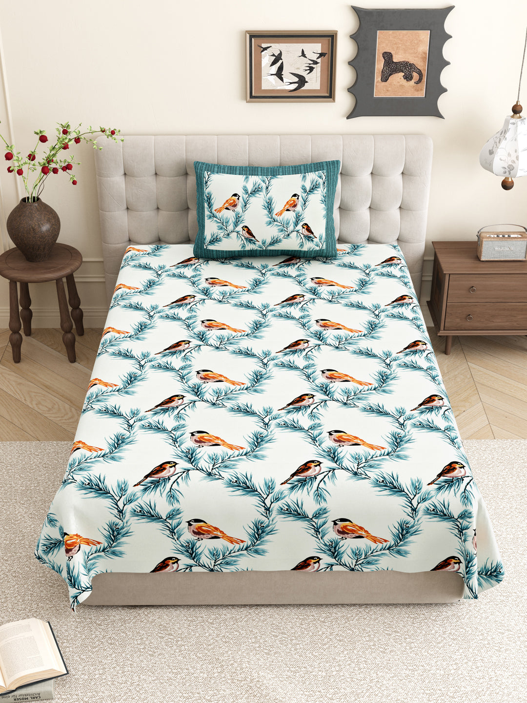 Passerine_Rosemary_Cotton_Blue_Bedsheets