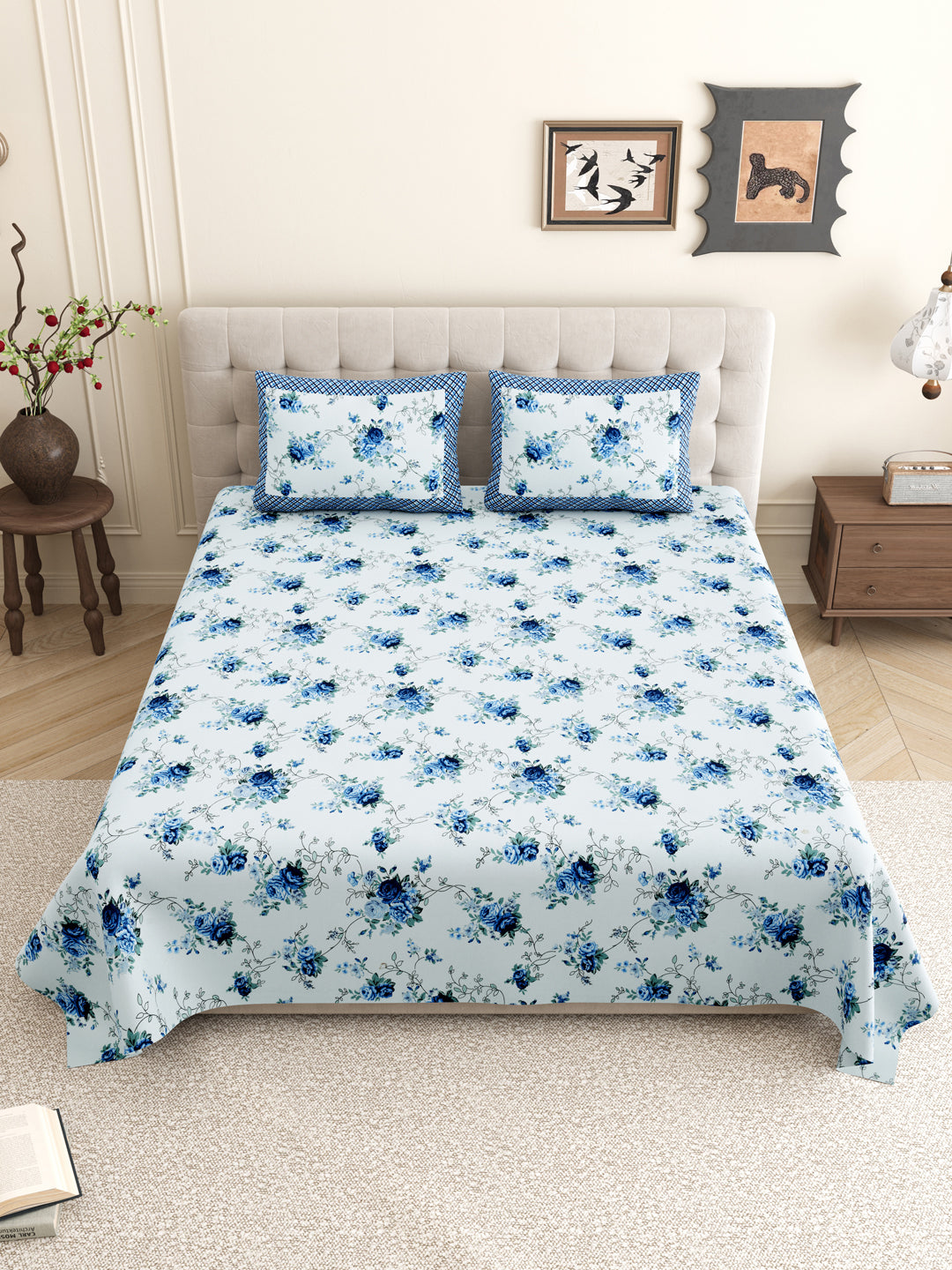 Bright_Blue_Printed_Floral_Bedsheet