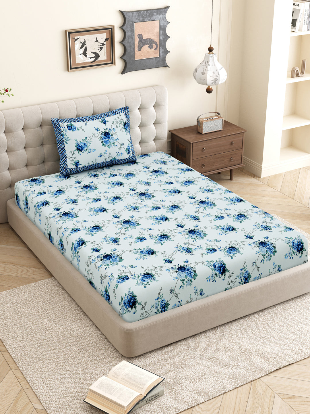 Passerine_Cotton_Bedsheet_Blue