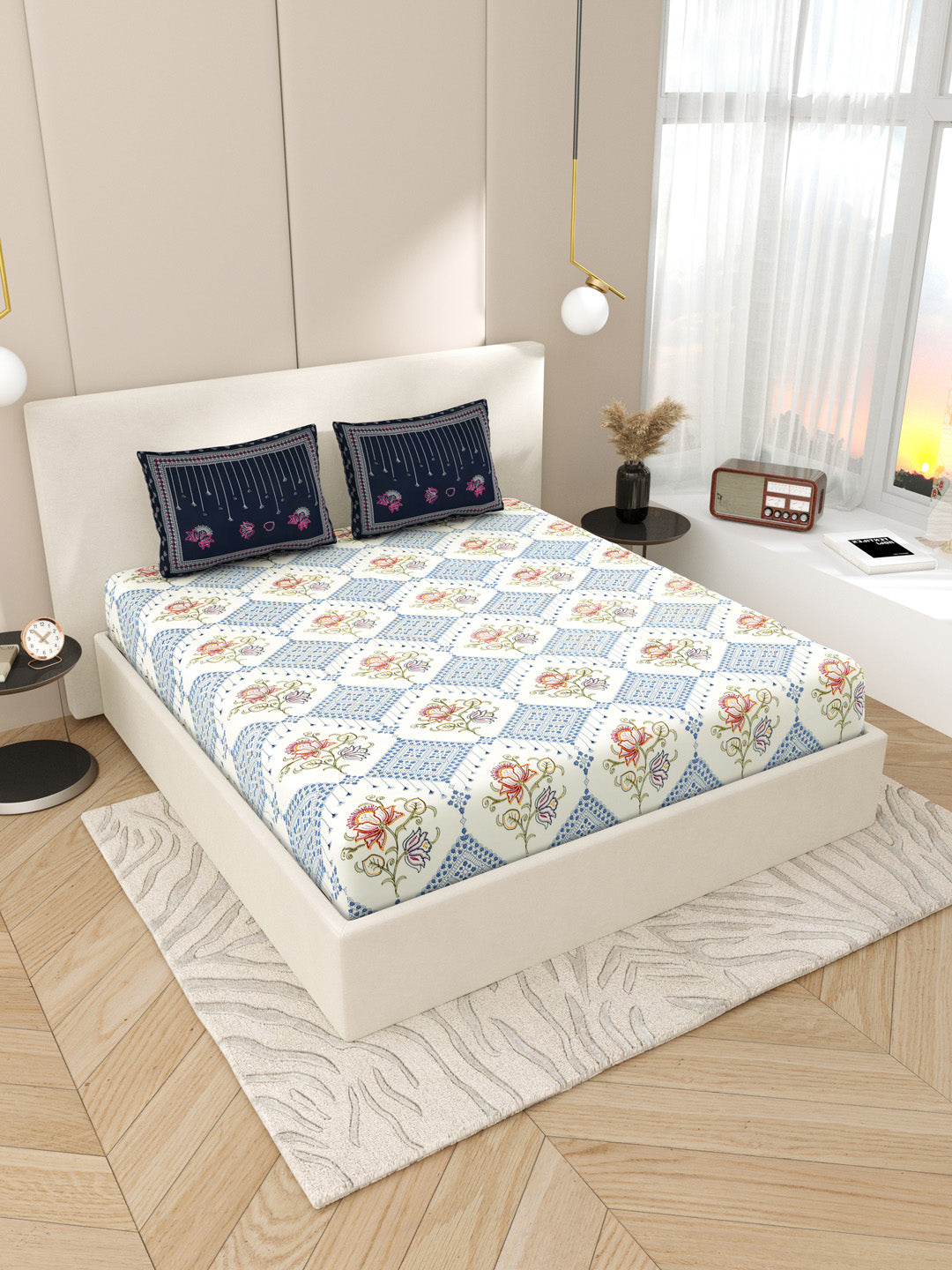Floral_Pinted_kashida_Bedhsheet