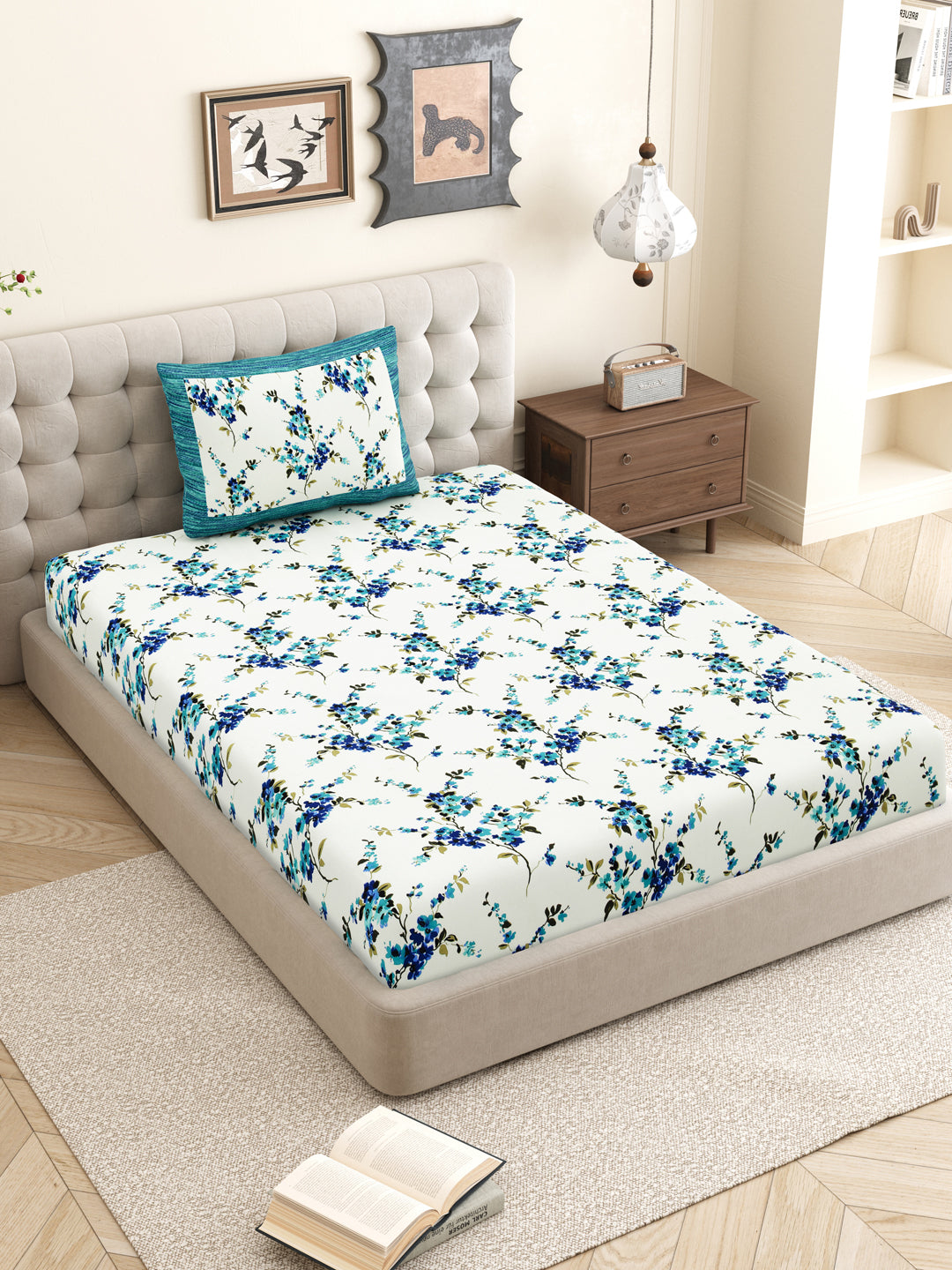 Blue_Bedsheet_With_Pillow_Cover