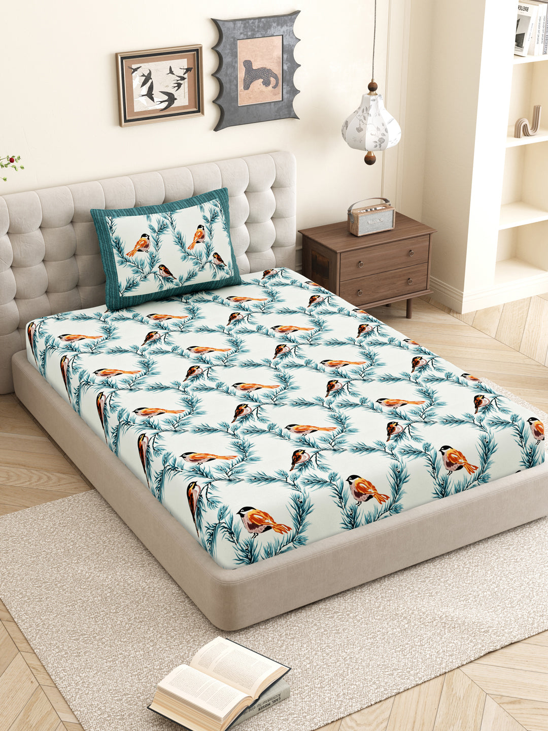 Passerine_Rosemary_Cotton_Blue_Bedsheet