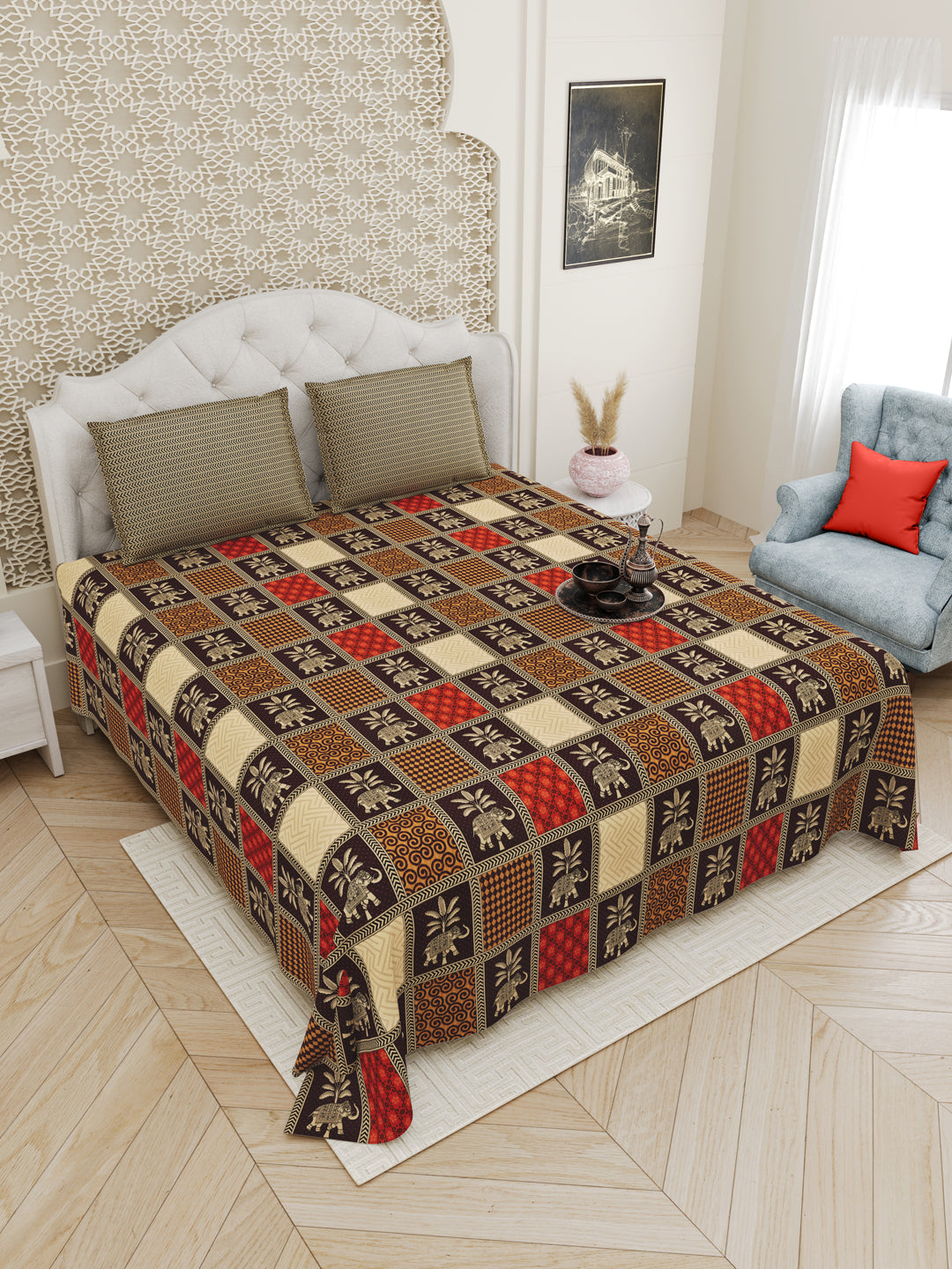 Bagru_Print_Brown_Ethnic_Bedheet