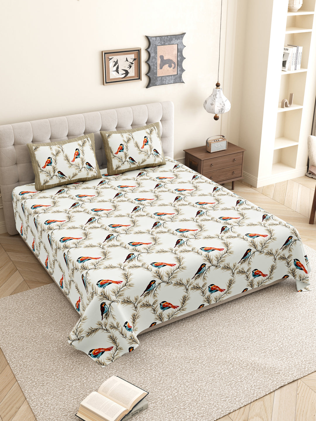 Bedsheet_Featuring_Brown_Birds