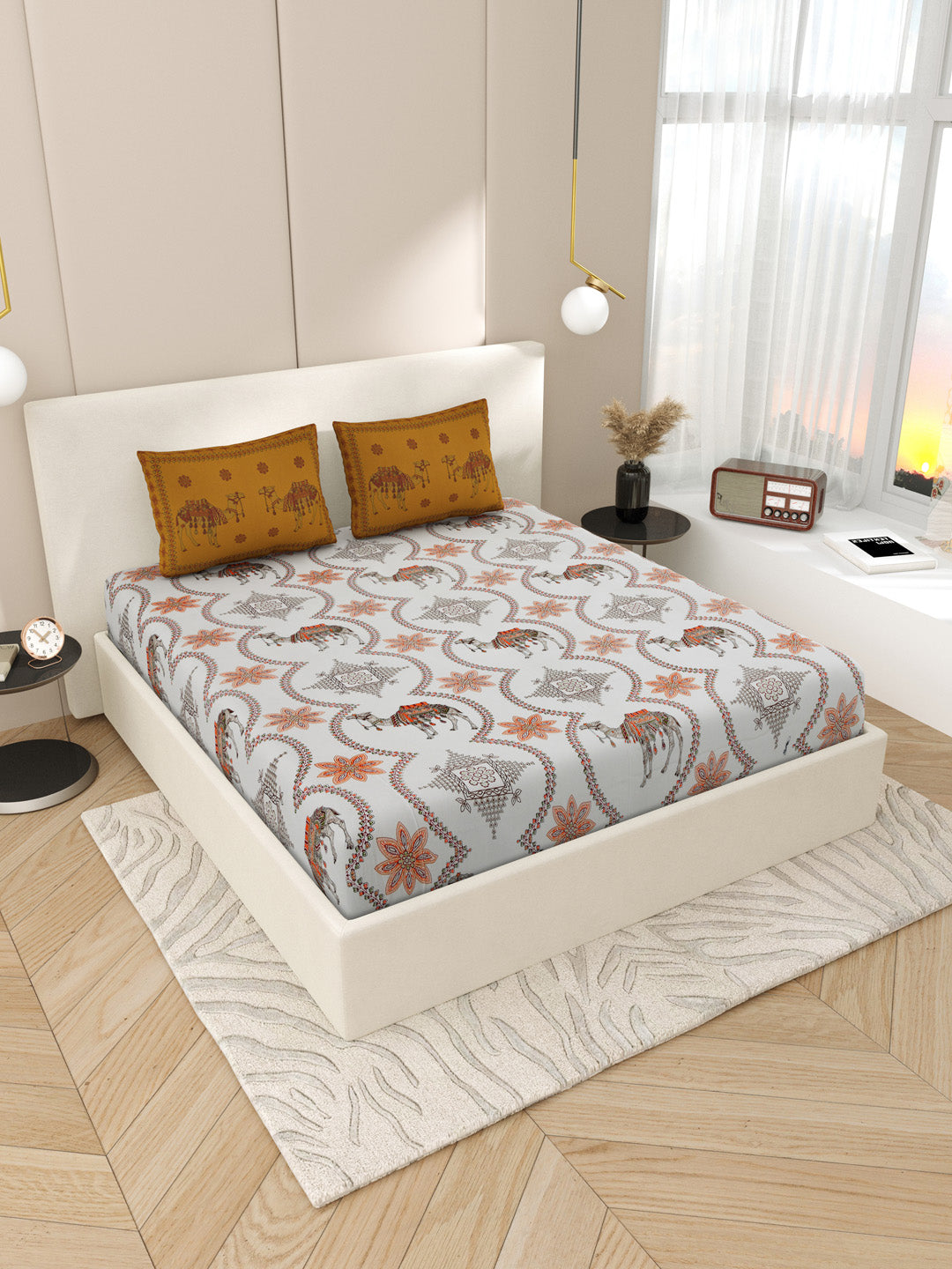 Kashida_Pure_Cotton_Bedsheet_Brown