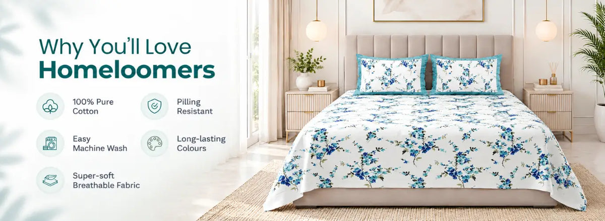 Celeste Rosemary Floral Premium Cotton Bedsheet