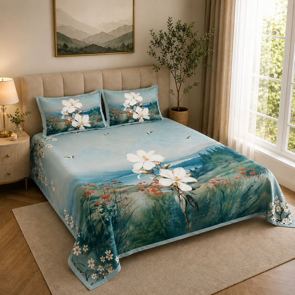 Nazaara Saavan Pure Cotton Premium Bedsheet