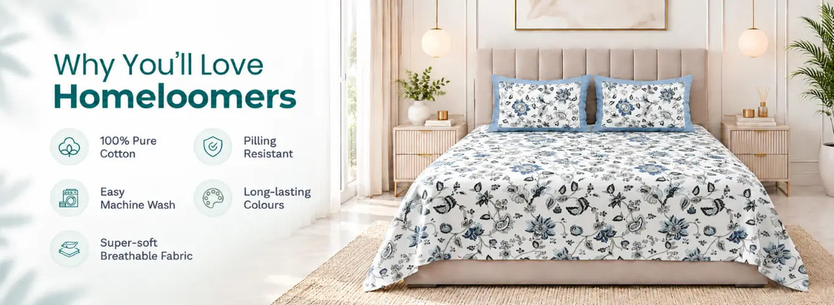 Cosmos Rosemary Cotton King Size Bedsheet
