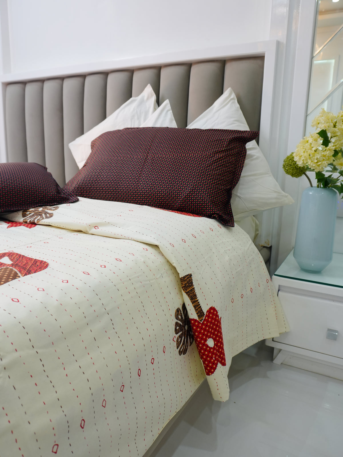 Tangerine Gujri Patch Pure Cotton Bedsheet