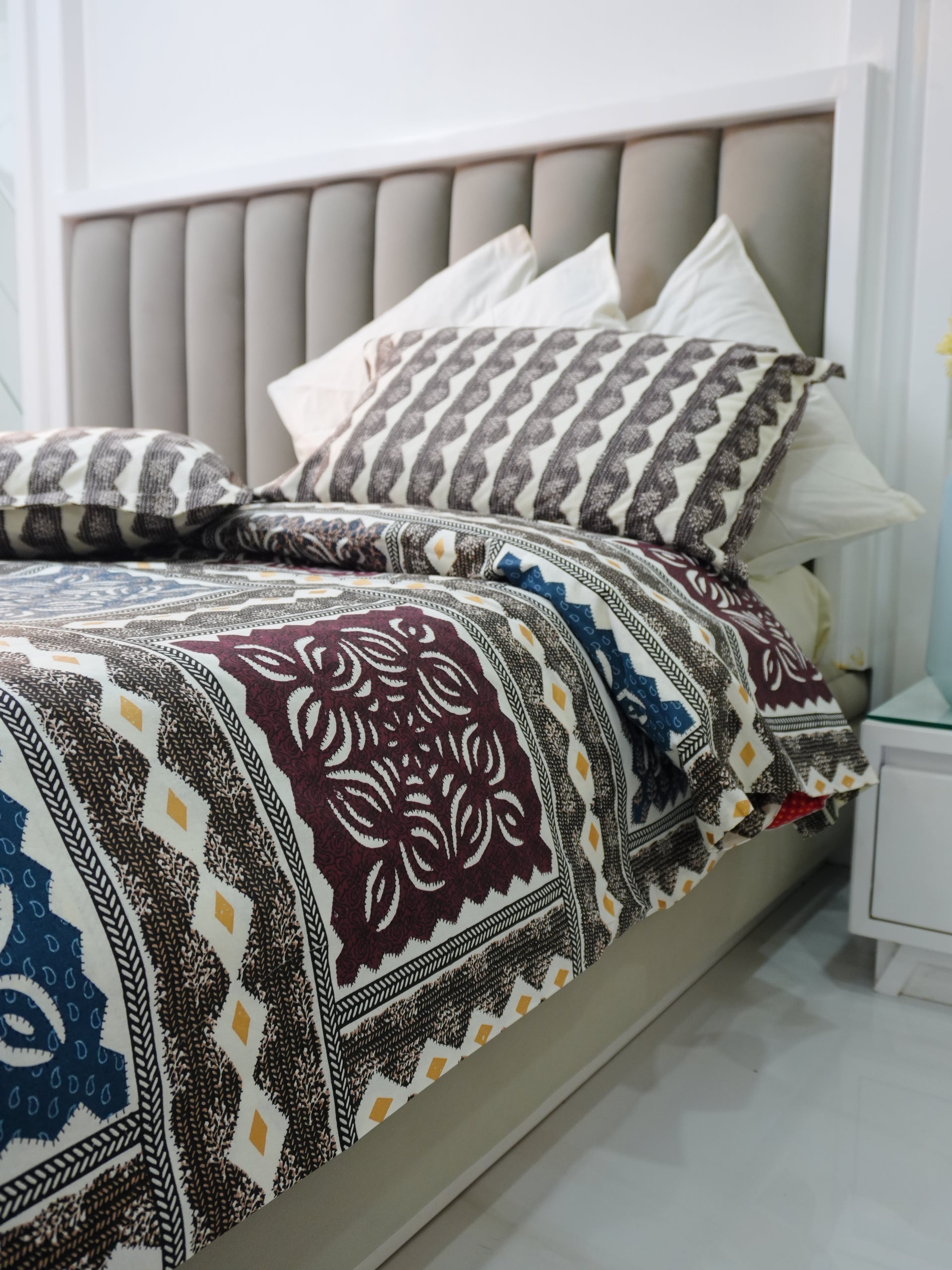 Jaspar Bagru Gold Cotton Super King Size Bedsheet