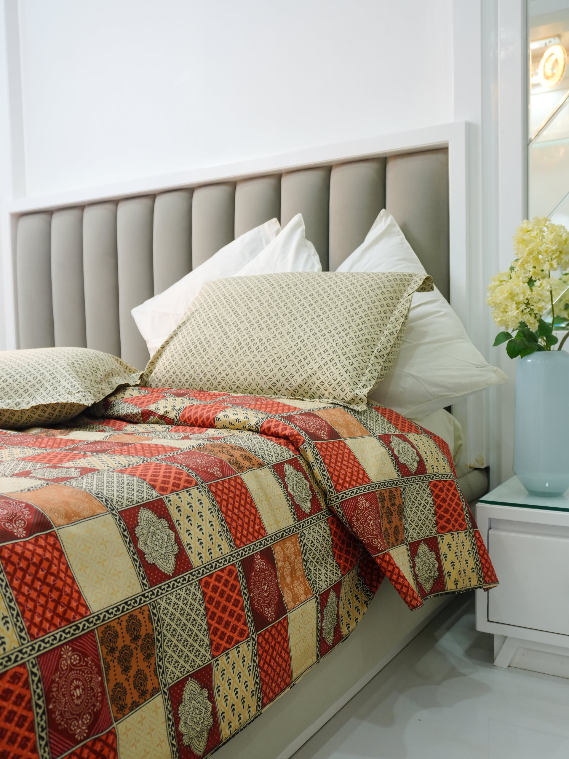 Rose Ebony Bagru Gold Cotton Super King Size Bedsheet