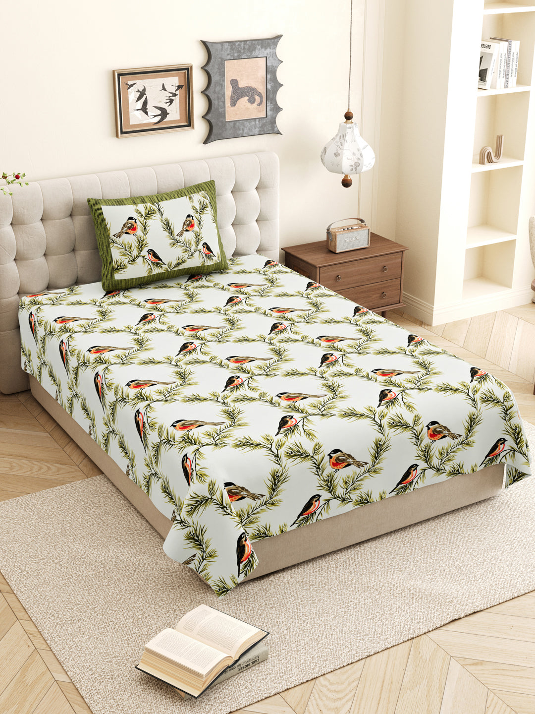 Passerine_Cotton_Green_Bedsheet