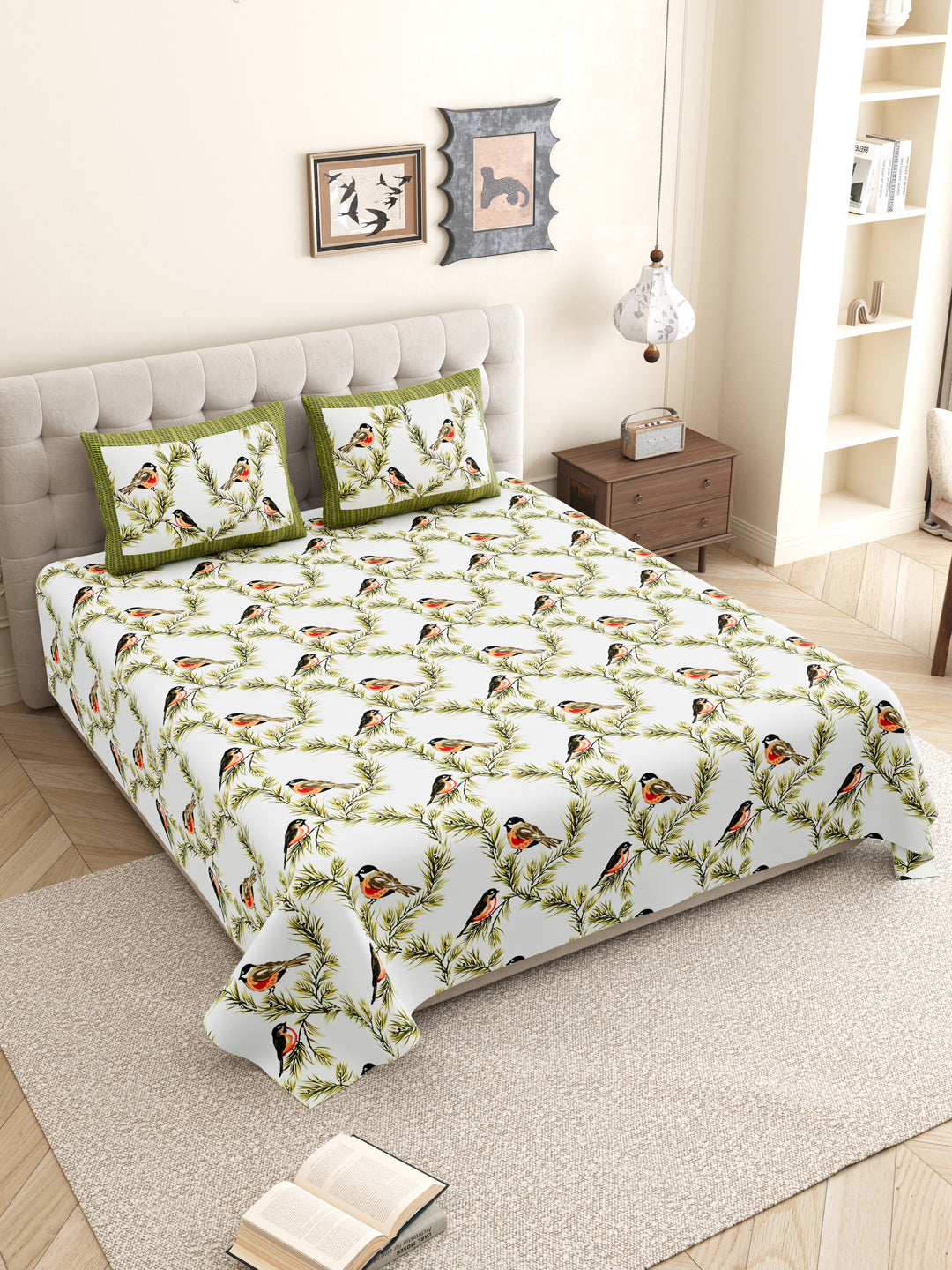 Bedsheet_Green_Printed_Pattern_For_Home