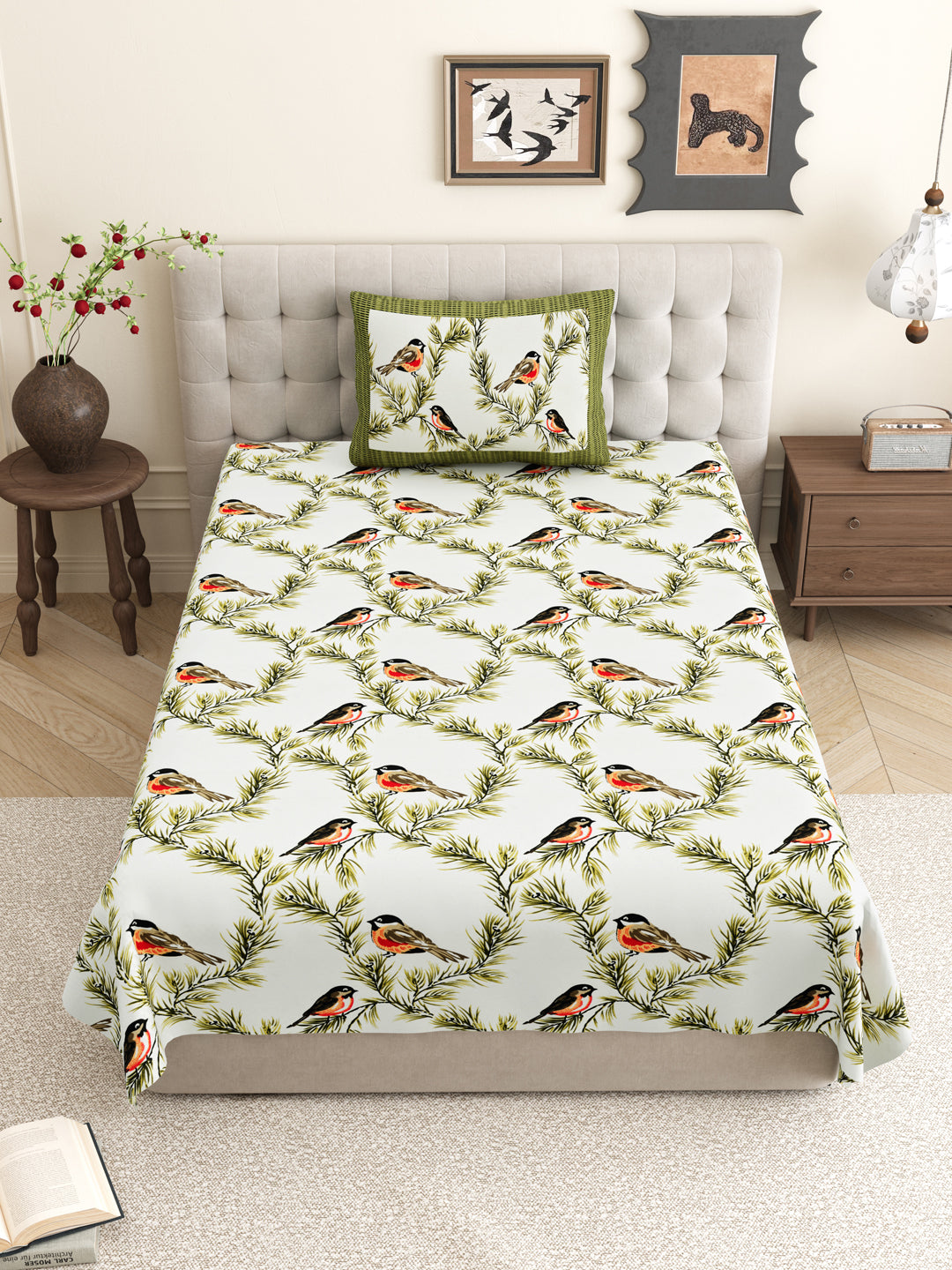Passerine_Cotton_Green_Bedsheets