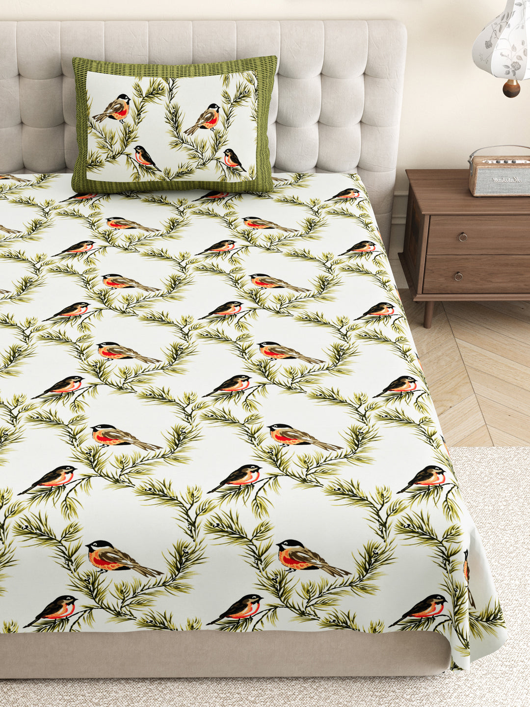 Passerine_Cotton_Green_Bedsheet_set