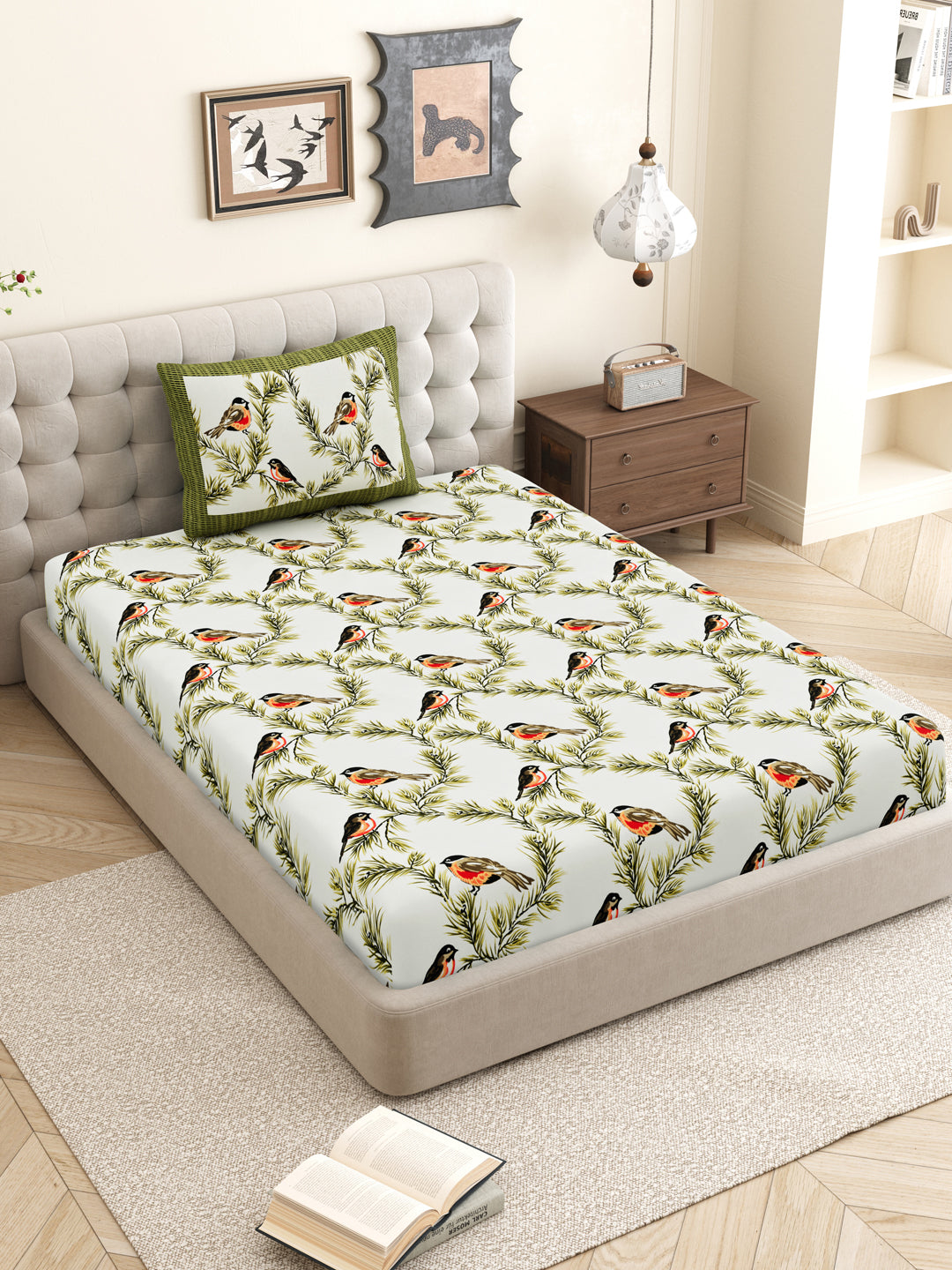 Passerine_Cotton_Green_Bedsheet