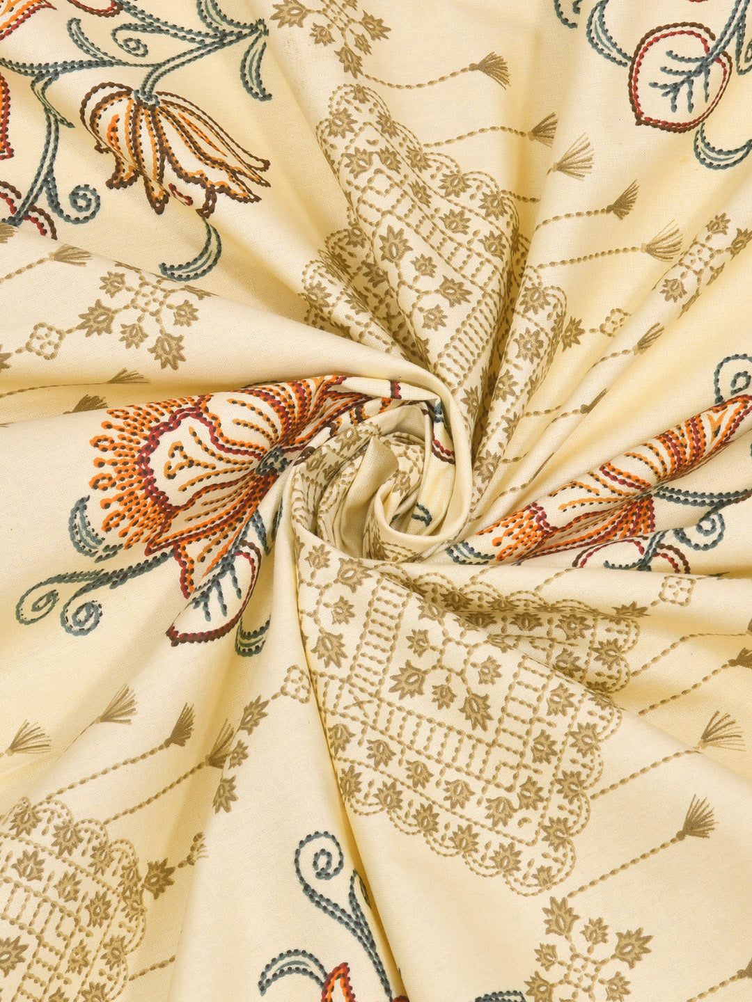 Kashida_Pure_Cotton_Bedsheet_Green