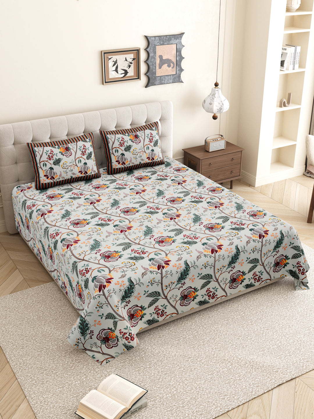 Floral_Bedsheet_Pattern_Wth_Pillow_Covrs_Grey