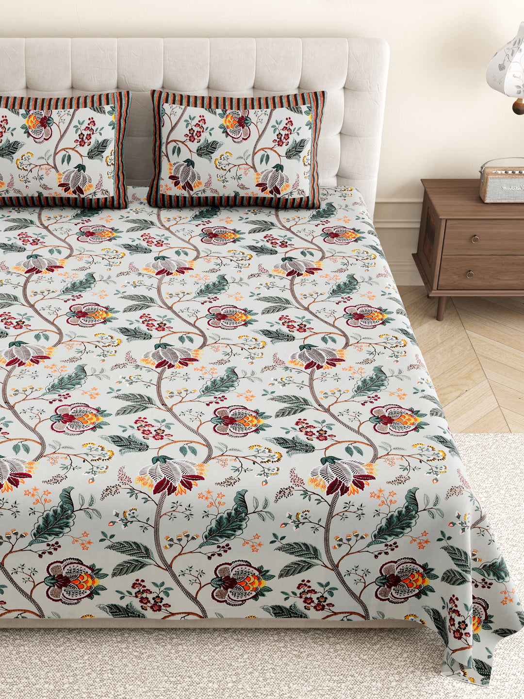 Floral_Bedsheet_Wth_Pillow_Covrs_Grey