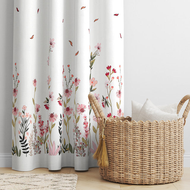 Flower_Garden_Bird_Feather_Printed_Curtains_White