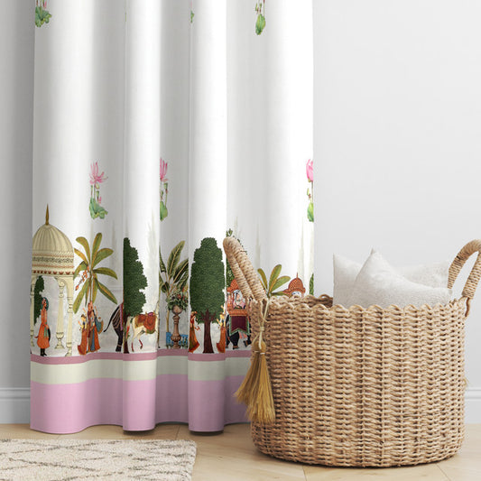 Rajasthani_Village_Printed_Curtain_White